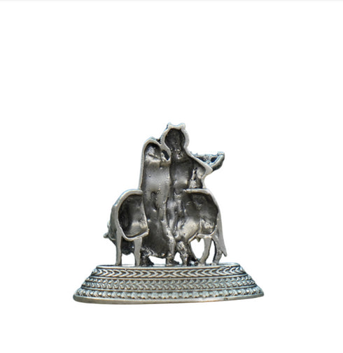 Pure Silver Antique Radha Krishna Idol Without Frame 16G By Mahita Collections