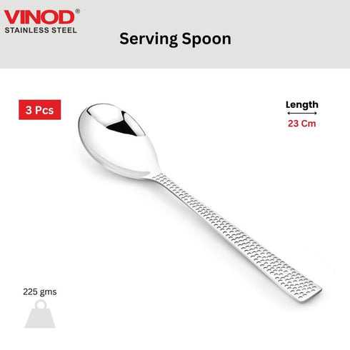 Vinod Stainless Steel Aero Hammered Dessert Spoon Dinner Spoon Set of 12 Heavy Gauge Stainless Steel Mirror Finish Rust Free Durable and Dishwasher Safe