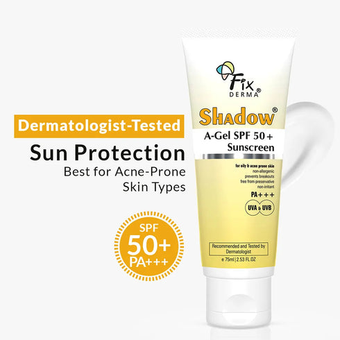 FixDerma Shadow A gel SPF 50+ Sunscreen | Oil-Free Sun Protection for Acne-Prone Skin