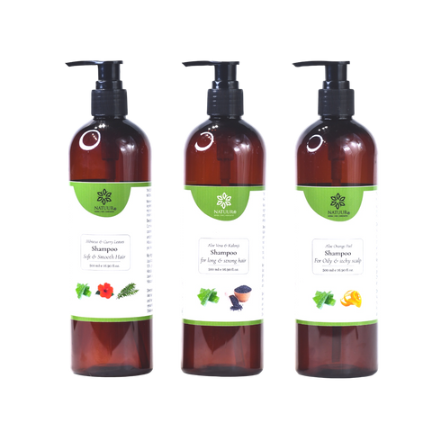 Natuur Shampoos Aloe Orange Peel | Aloe hibiscus curry leaves | Aloe kalonji