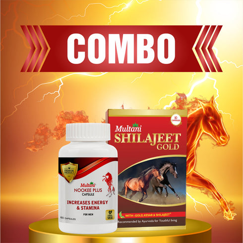 Multani Pharmaceuticals Limited Multani Shilajeet Gold Capsule & Nookee Plus Capsule Combo Ayurvedic Strength Energy & Vitality Booster