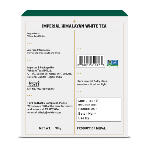 Vahdam Tea Imperial Himalayan White Tea
