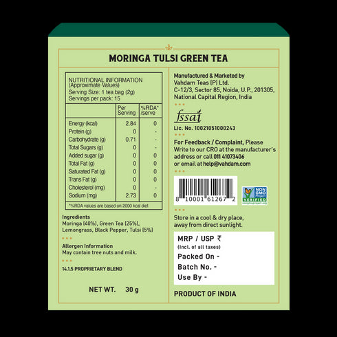 Vahdam Moringa Tulsi Green Tea