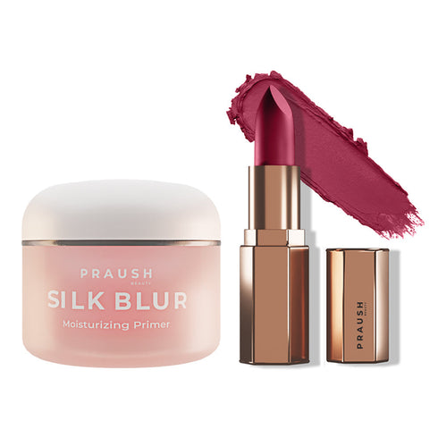 Praush 1 Silk Blur Moisturizing Primer + 1 Lipstick Daily Glam Bundle