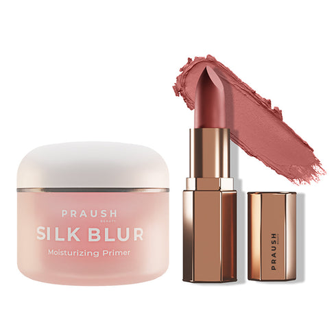 Praush 1 Silk Blur Moisturizing Primer + 1 Lipstick Daily Glam Bundle