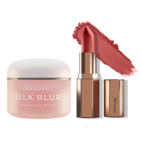 Praush 1 Silk Blur Moisturizing Primer + 1 Lipstick Daily Glam Bundle