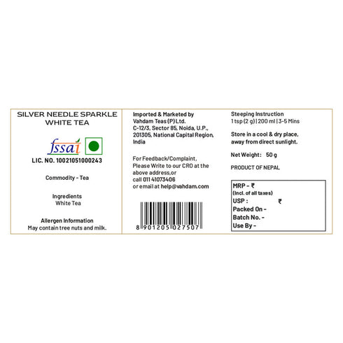 Vahdam Tea Silver Needle Sparkle White Tea