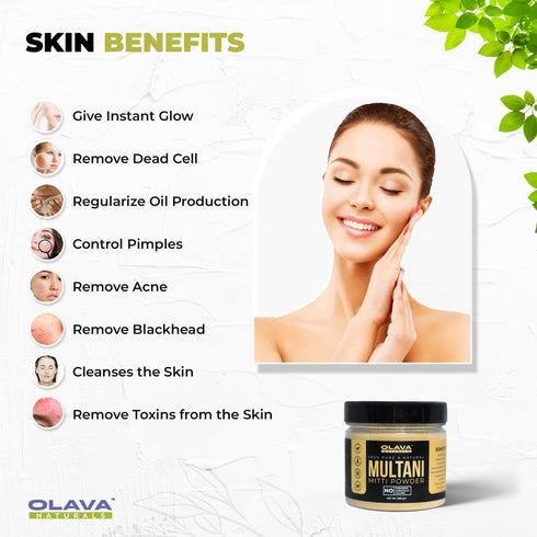 Olava Naturals Multani Mitti Powder for Face Pack - Pure Bentonite Clay - Fuller's Earth - 200 gm