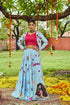 Shubhkala Sky Maslin Cotton Digital Printed With Tessals Pasting Work Navratri Lehenga