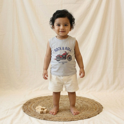 Bachpan kids wear New Born Sleeveless Tee-Ash