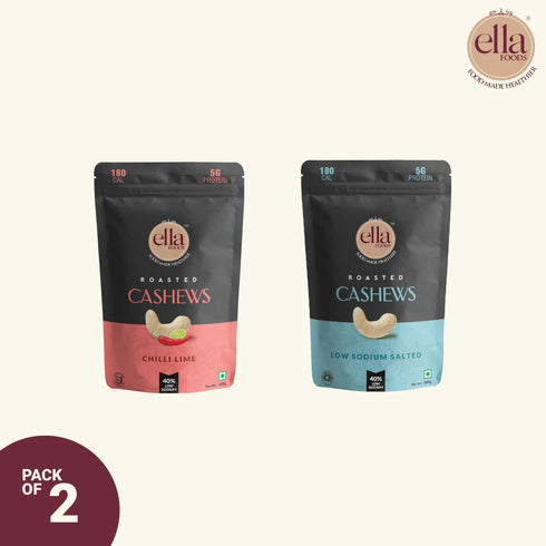 Ella Foods Salted Cashews And Chilli Lime Cashews