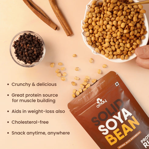 Omay Foods Solid Soyabean - Protein Rich - 400 gms Pouch (2 units)