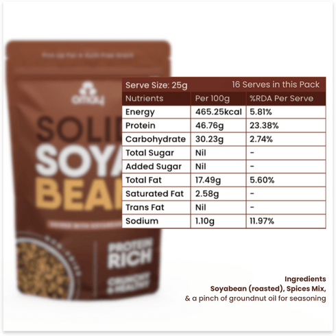 Omay Foods Solid Soyabean - Protein Rich - 400 gms Pouch (2 units)