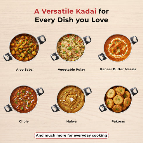 Vinod DONIV Stainless Steel Sorrento Sandwich Bottom Kadai with Steel Lid 24 cm Capacity 3.5 Liter Induction Friendly