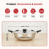 Vinod DONIV Stainless Steel Sorrento Sandwich Bottom Kadai with Steel Lid 24 cm Capacity 3.5 Liter Induction Friendly