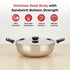 Vinod DONIV Stainless Steel Sorrento Sandwich Bottom Kadai with Lid 30 cm Capacity 5.5 Liter Induction Friendly