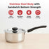 Vinod DONIV Stainless Steel Sorrento Sandwich Bottom Saucepan with Steel Lid 2200 ml 18 cm Induction Ready and Dishwasher safe