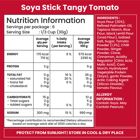 Jabsons Foods Tangy Tomato Soya Sticks