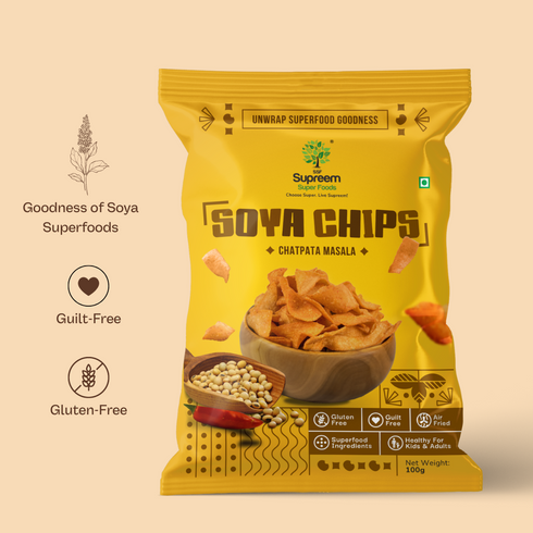 Supreem Super Foods Gluten Free Soya Chips (Pack of 2)