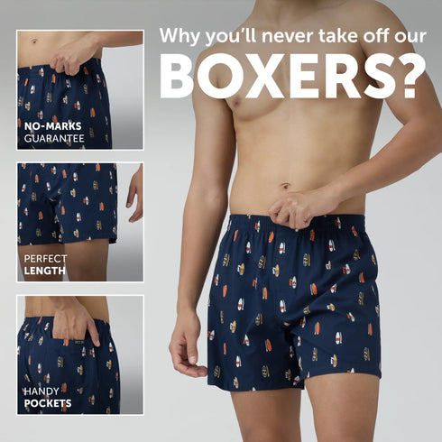 XYXX Splash Cotton Boxers - Surfboard Blue