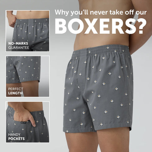 XYXX Splash Cotton Boxers - Vespa Grey