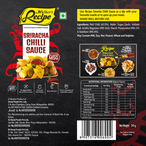 Mothers Recipe Pune Sriracha Chilli Sauce