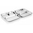 Vinod Stainless Steel 3 Compartment Plate with Square Edges Pav Bhaji Plate Serving Plate Lunch Dinner Plate High Quality Steel Pack of 2