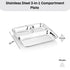 Vinod Stainless Steel 3 Compartment Plate with Square Edges Pav Bhaji Plate Serving Plate Lunch Dinner Plate High Quality Steel Pack of 2