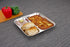 Vinod Stainless Steel 3 Compartment Plate with Square Edges Pav Bhaji Plate Serving Plate Lunch Dinner Plate High Quality Steel Pack of 2