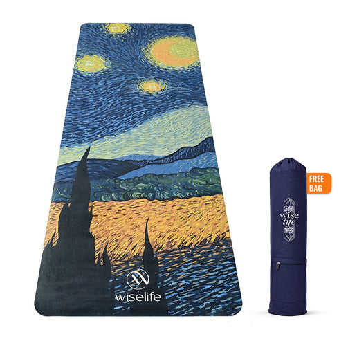 Wiselife PU & Natural Rubber Yoga Mat - 6mm Starry Night