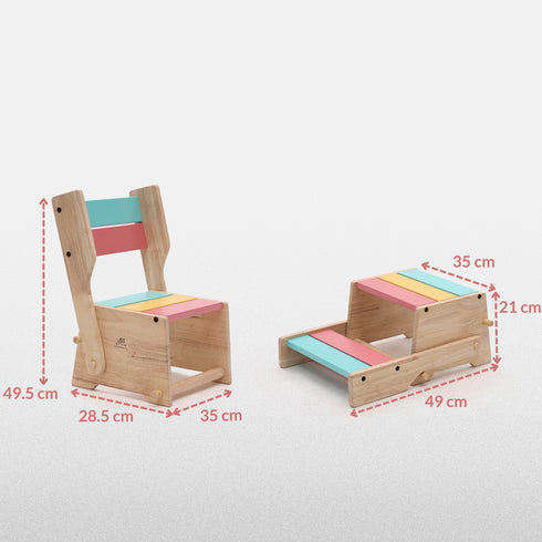 Ariro Toys Wooden Convertible Step Stool and Chair
