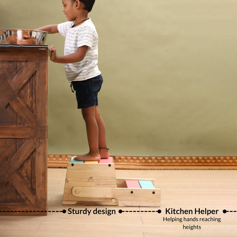 Ariro Toys Wooden Convertible Step Stool and Chair