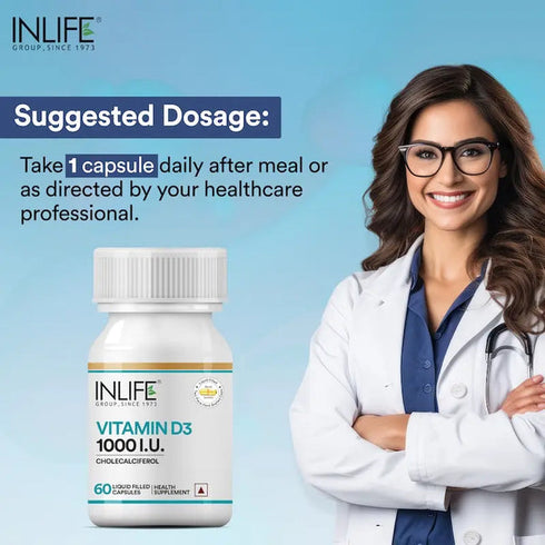 Inlife Vitamin D3 1000 IU Capsules