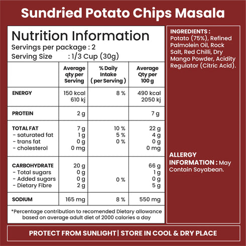 Jabsons Foods Masala Sundried Potato Chips