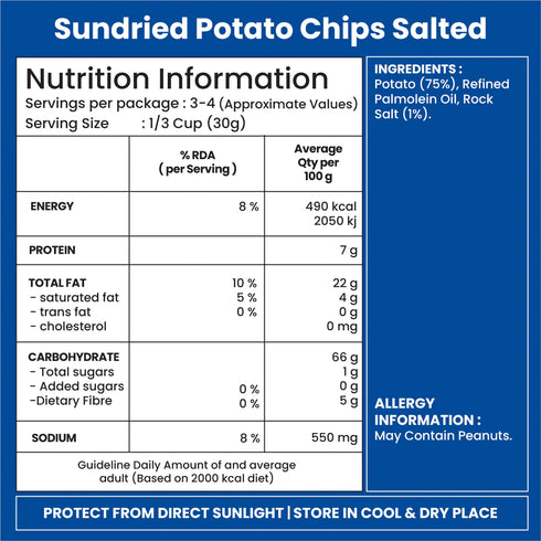 Jabsons Foods Salted Sundried Potato Chips