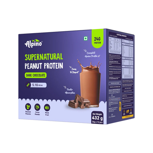 Alpino Supernatural Peanut Protein Powder Isolate Dark Chocolate - Protein