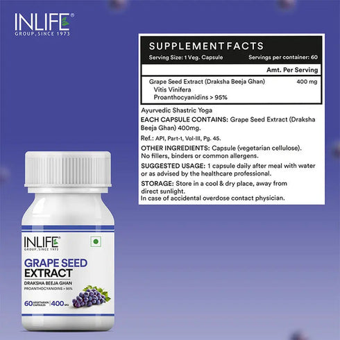 Inlife Grape Seed Extract |Proanthocyanidins 95% Antioxidant