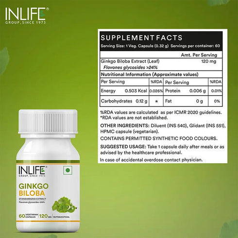 Inlife Gingko Biloba Extract 120mg Capsule