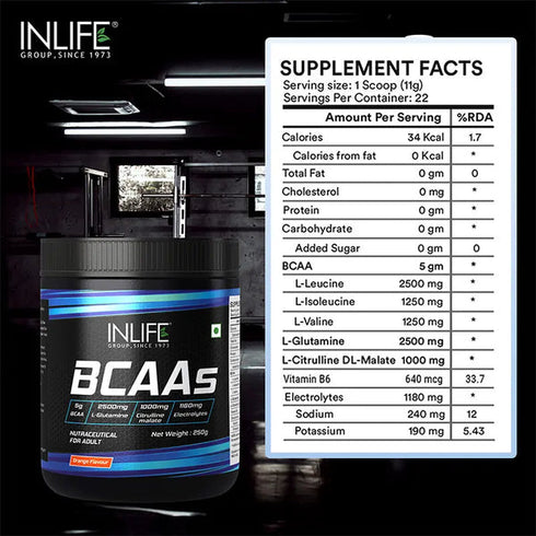 Inlife BCAAs Powder Orange Flavour