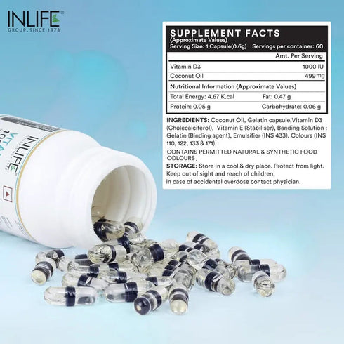 Inlife Vitamin D3 1000 IU Capsules