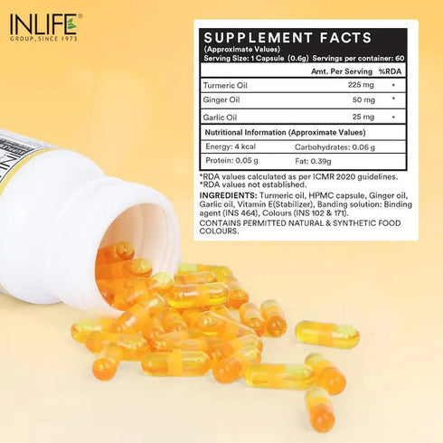 Inlife Turmeric Oil Ginger Oil Garlic Oil Capsules