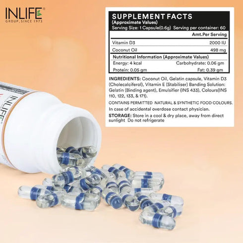 Inlife Vitamin D3 2000 IU Capsules