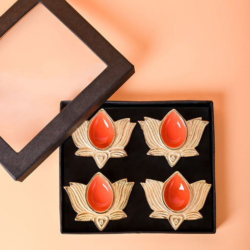 Samskara Home Swarna Lotus Diyas (Set Of 4)