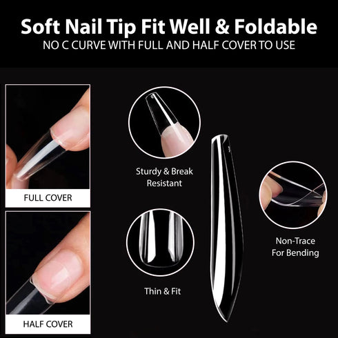 Shills Professional PKT 500pcs T-Shape Nail Tips Clear