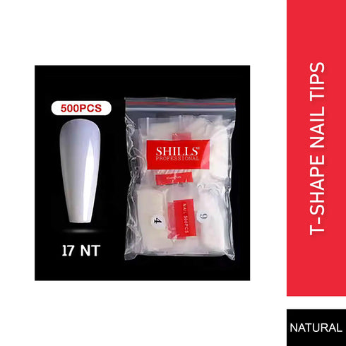 Shills Professional PKT 500pcs T-Shape Nail Tips Natural