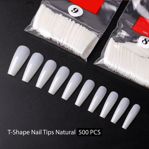 Shills Professional PKT 500pcs T-Shape Nail Tips Natural
