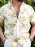 Miravan Mens Tea Green Floral Printed Half Sleeve Slim Fit Shirt