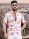 Miravan Mens Pink Floral Printed Half Sleeve Slim Fit Shirt