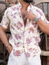 Miravan Mens Pink Floral Printed Half Sleeve Slim Fit Shirt