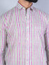 Miravan Mens Regular Fit Multi Stripe Cotton Button Down Full Sleeve Slim Fit Shirt
